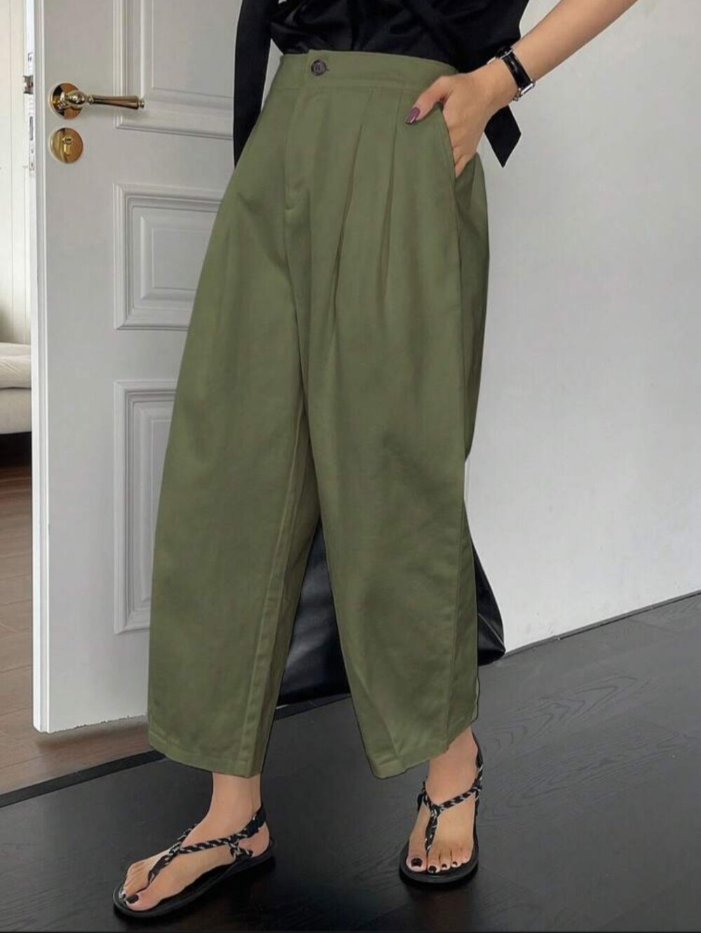 Olive Green Relaxed Fit Pants